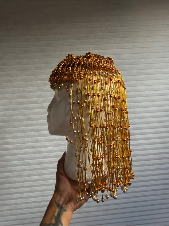 Golden Beaded Fringe Headpiece main image 2